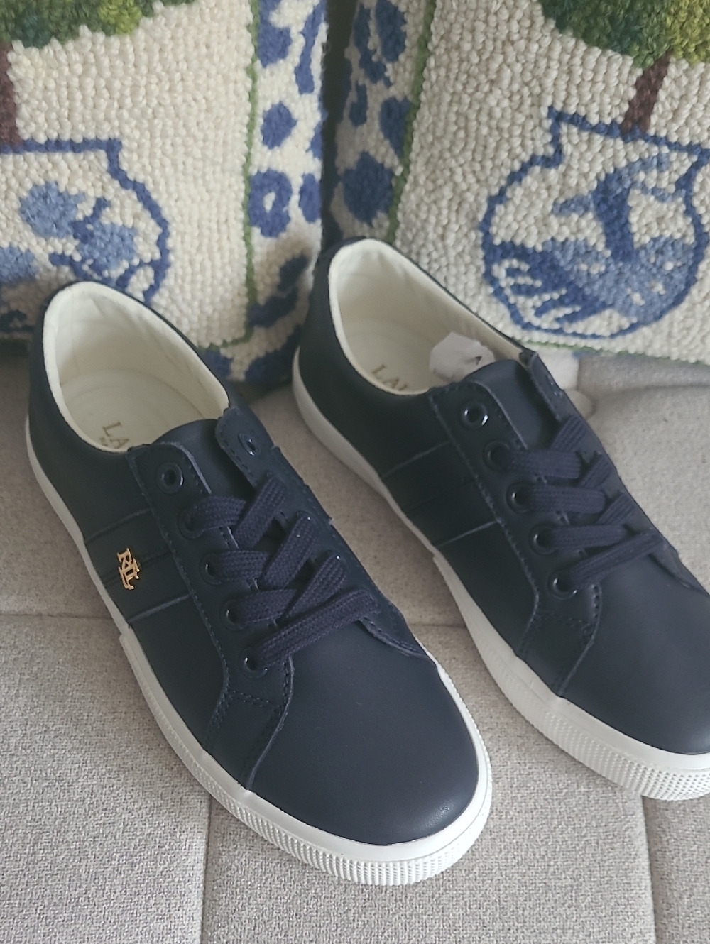 Women's Ralph Lauren Janson II Napa Leather Sneakers Size 6